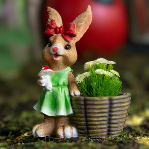 Charming Brown & Green Resin Bunny Planter For Succulents, Fairy Garden & Outdoor Decor by Accent Collection