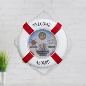 High-Quality White & Red Lifebuoy Wall Clock - Silent Non Ticking, Nautical Decor for Living Room, Bedroom & Nursery by Accent Collection