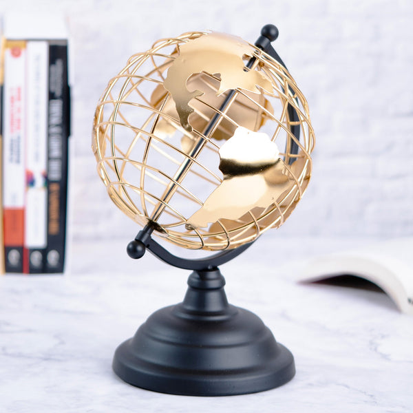 Golden Hue Antique Globe - Black Metal, Educational Study & Decor Accent For Table, Office & Home by Accent Collection