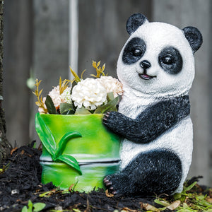 Panda Bear Resin & Fiberglass Planter - Unique Indoor/Outdoor White & Green Succulent & Herb Pot, Perfect Panda Decor & Gift by Accent Collection