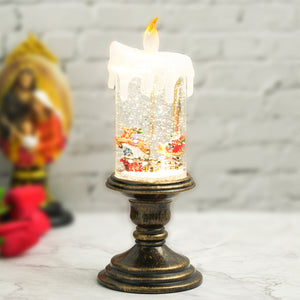 Magical Christmas Snow Globe Lantern With Animated Santa, Glittering Snowflakes, USB Or Battery Operated, Perfect Tabletop Decoration And Family Gift by Accent Collection