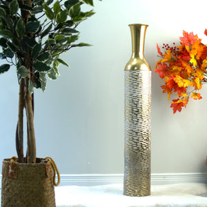 Large 1 pc Metal Floor Vase, Golden Vase, Living Room Decor by Accent Collection