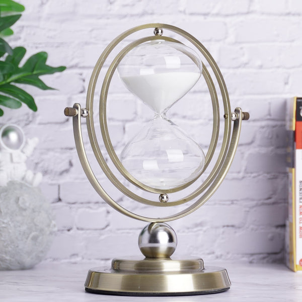 Elegant Gold And Glass 30-Minute Sand Timer - White Sand Desk Decor For Productivity, Yoga, And Gifts by Accent Collection