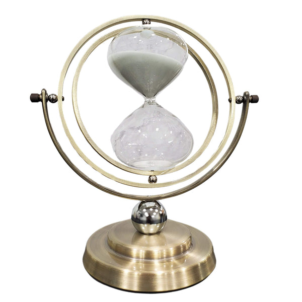 Elegant Gold And Glass 30-Minute Sand Timer - White Sand Desk Decor For Productivity, Yoga, And Gifts by Accent Collection