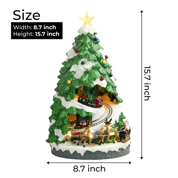 Large Animated Christmas Tree with 2 Moving Trains, Village, Lights and Music - Unique Christmas Decor for Home, Office, or Room and a Thoughtful Christmas Present by Accent Collection
