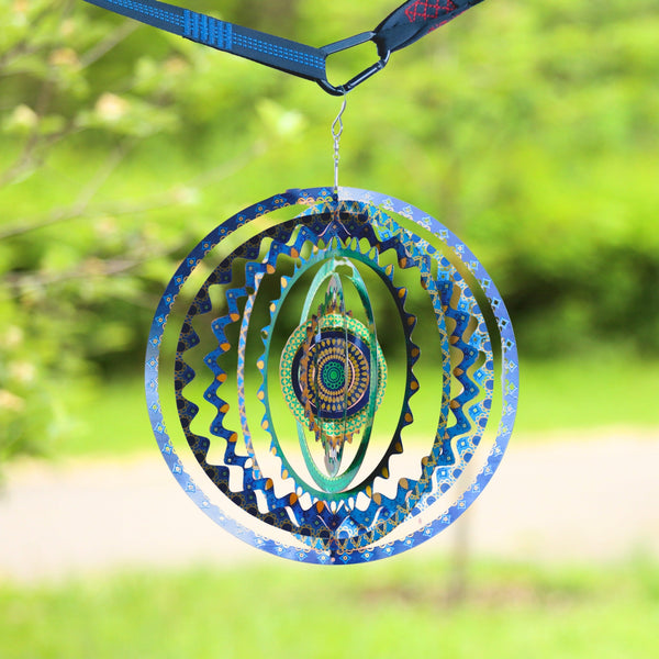 Colorful Geometric Stainless Steel Garden Wind Spinner - Unique 3D Kinetic Yard Art Outdoor Decoration by Accent Collection