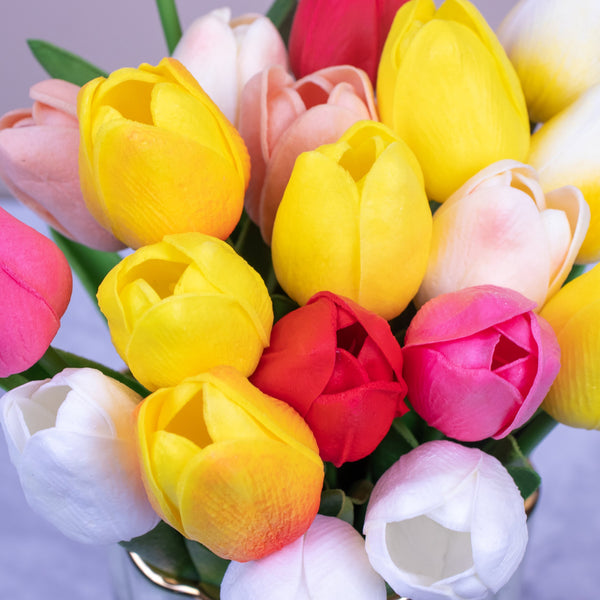 Summer Spring Radiance Tulip Bouquet - Multicolor Real Touch Faux Flowers by Accent Collection