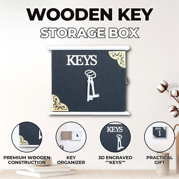 3D Engraved Wooden Key Holder - Wall Mounted, Farmhouse Aesthetic with Decorative Hooks by Accent Collection