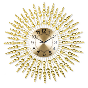Large wall clock carved starburst sunburst golden metal clock 60 cm 24 inch silent clock large decorative wall clock analog by Accent Collection