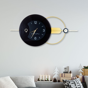Luxury Gold & Black Silent Wall Clock - High-Quality Metal, Minimalist Office Decor, Modern Living Room Art by Accent Collection