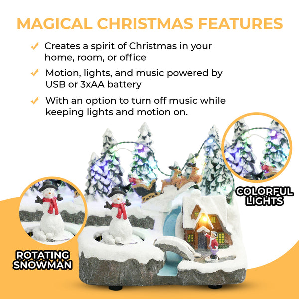 Enchanted Winter Carnival LED Light-Up Christmas Village Set With Animated Figures & Musical Carousel - Festive Tabletop Decor by Accent Collection