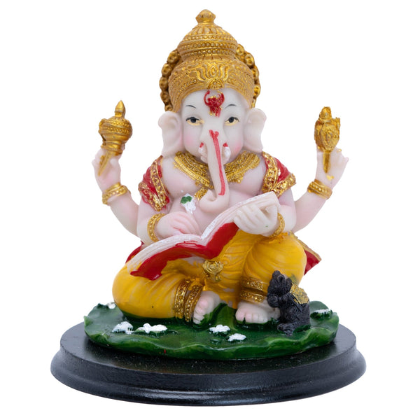 Polyresin Multicolor Ganesha Idol, Lord Ganesh Statue For Home And Car Decor, Indian Hindu God Figurine