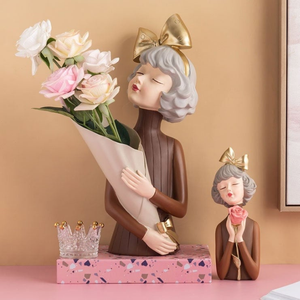 Cute Girl with Bouquet Vase by Accent Collection