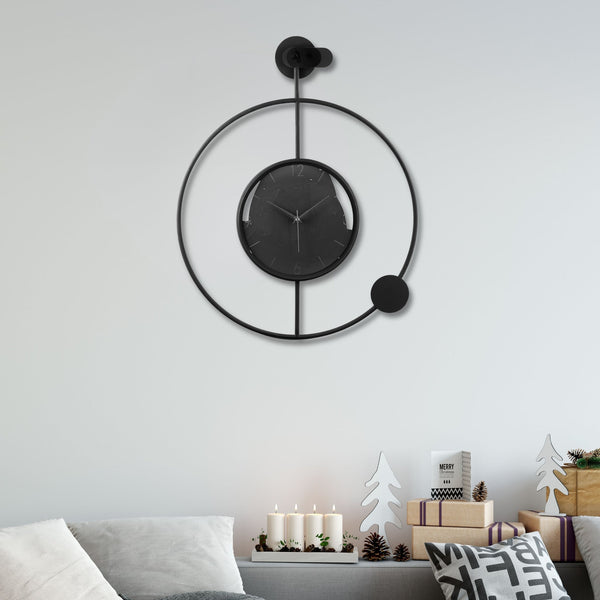 Large Black Metal Wall Clock, 60 cm, Modern Circular Design by Accent Collection Home Decor