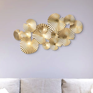 Metal Wall Hanging, Leaf Grooves, Golden by Accent Collection