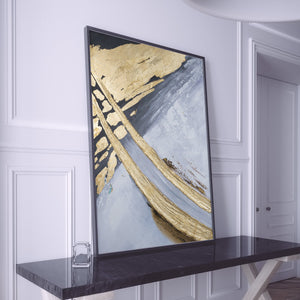 Golden Bliss Abstract - Large 3D Gold & Black Wall Art On Thick Textured Wood Canvas, Perfect For Living Room Majesty by Accent Collection