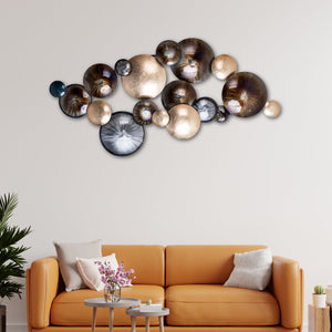 Large 100cm Multicolor Abstract Metal Circle Art - Cozy Boho Bedroom And Living Decor by Accent Collection