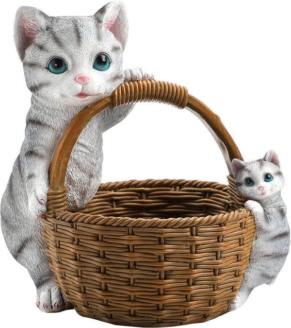 Cute Cat Storage Basket Gift for Animal Lovers Pot and Planters Patio Decor