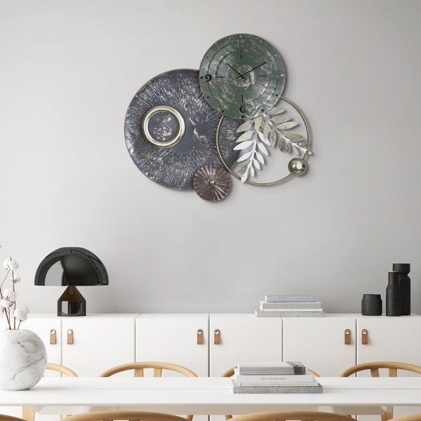 Circular Plates, Large Metal Wall Ornament and Clock, Unique Wall Decoration by Accent Collection Home Decor