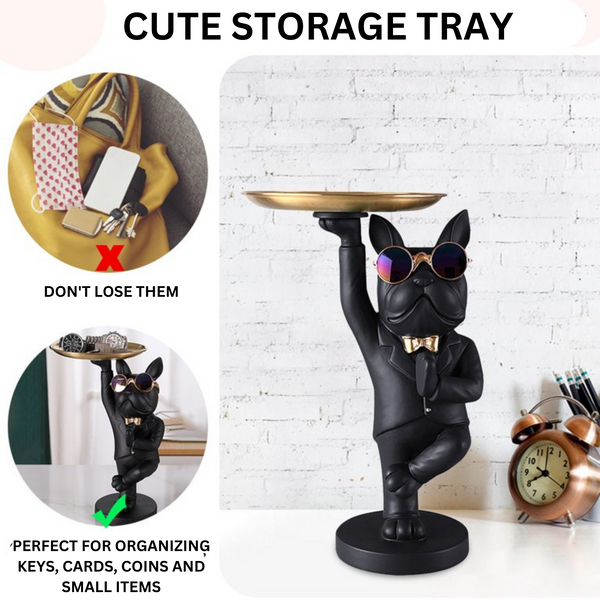 Bulldog Storage Organizer, Key Holder and Tray, Unique Gift