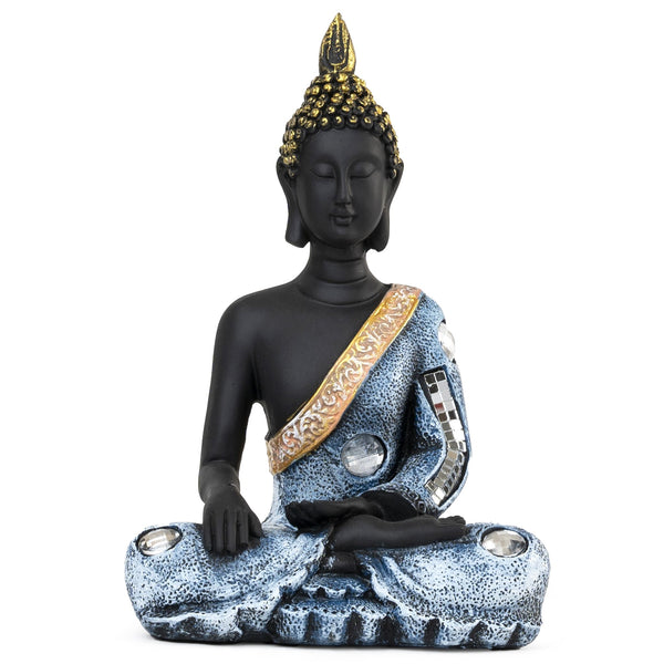 Small Resin Buddha Statue In Black - Serene Decor For Meditation Room, Zen Home & Yoga Space - Positive Energy Booster by Accent Collection
