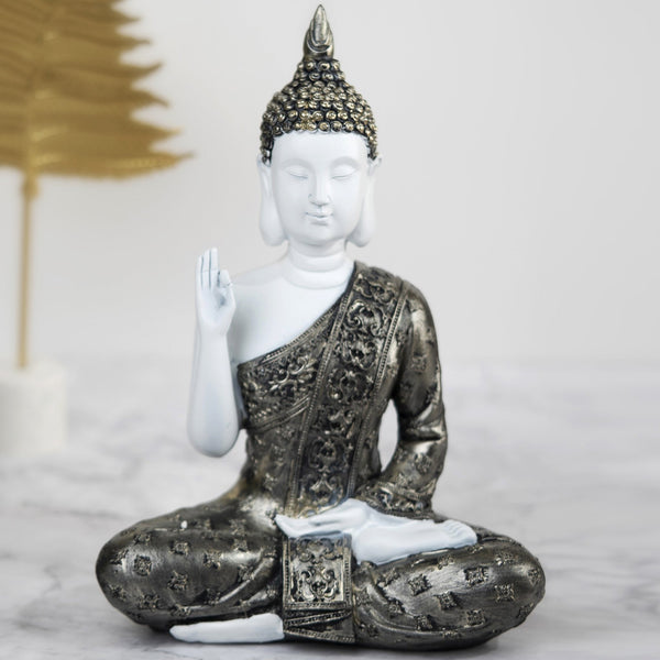 Small Resin Buddha Statue, Thai-Inspired Zen Home Decor, Meditation Room Essential, Spiritual Healing Art, Positive Energy, Vintage Look by Accent Collection