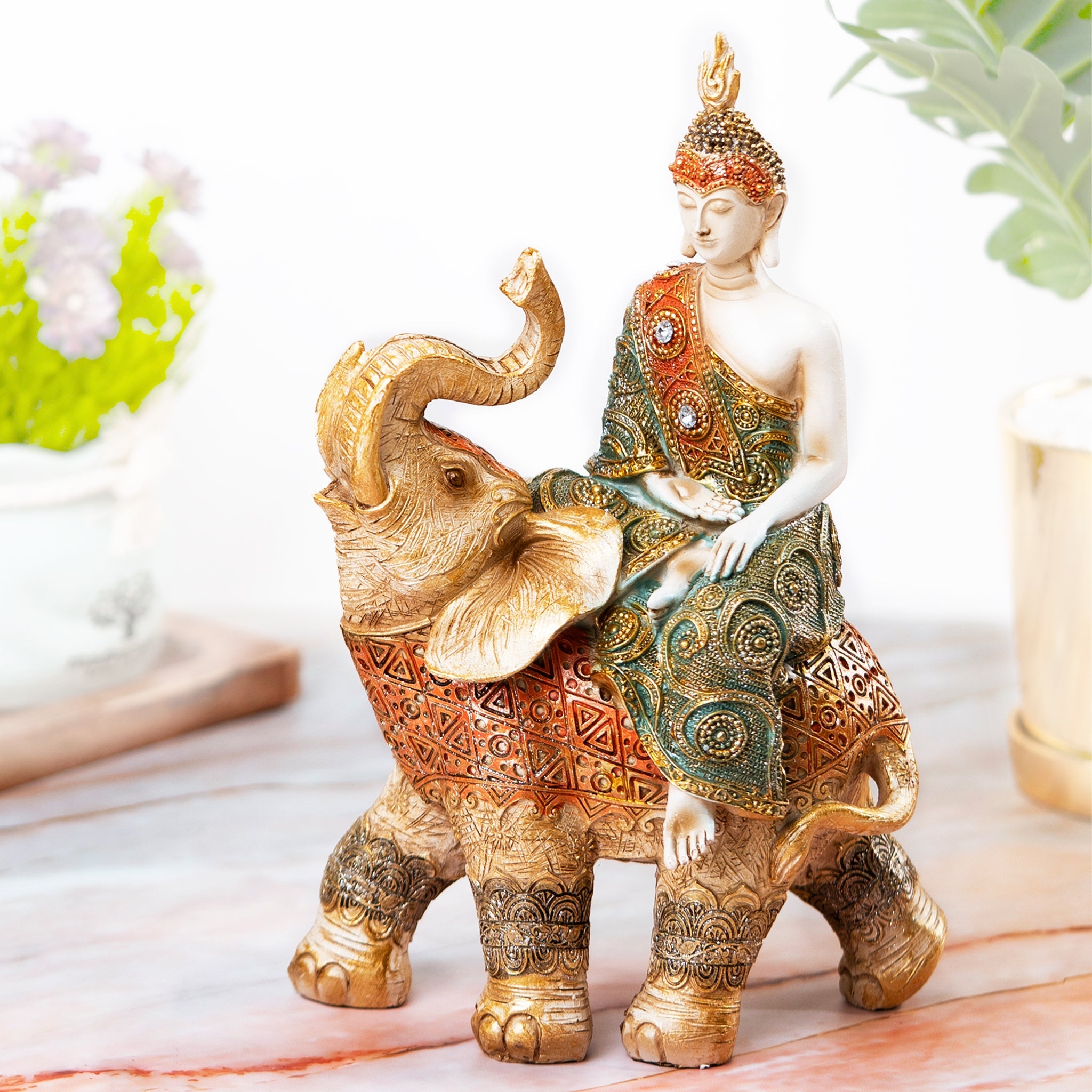 Buddha Statue on Elephant - Elegant Decor, Spiritual Decor, Unique Gif –  Accent Collection