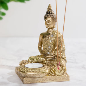 Small Buddha Statue with Candle and Incense Stick Holder by Accent Collection Home Decor