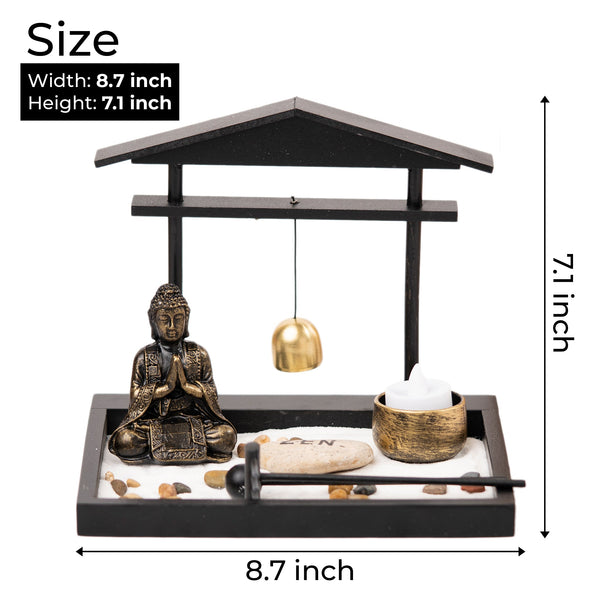 Small Rustic Buddha Statue | Black Meditation Figurine | Zen Home & Office Decor | Spiritual Healing Sculpture | Tealight Holder by Accent Collection