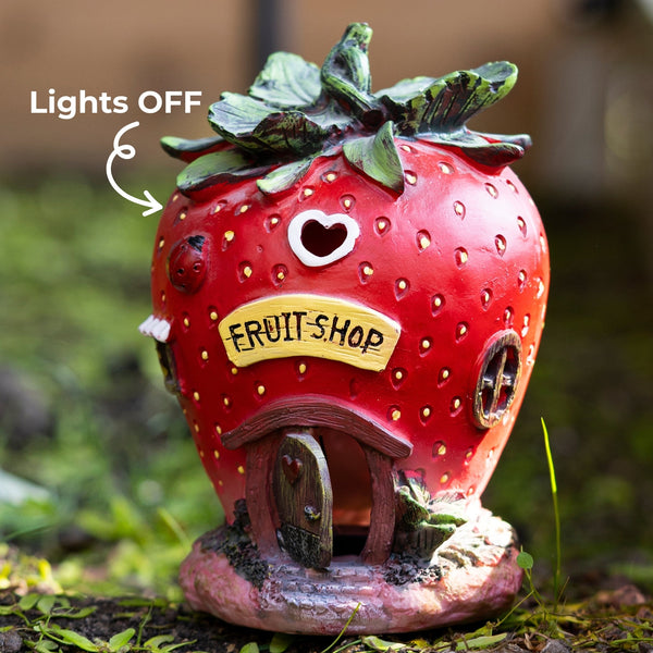 Charming Red Resin Strawberry Solar Statue - Perfect Fairy Garden Accessory & Mom's Gift by Accent Collection