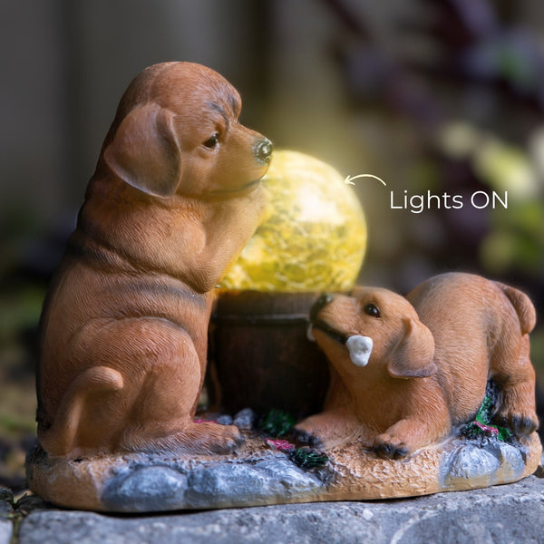 Cute Puppy Dogs Garden Solar LED Light, Outdoor Decor, Patio Decor, Gift for Dog Lovers by Accent Collection Home Decor