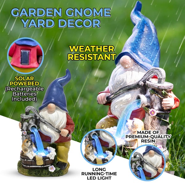 Garden Gnome Bathing Dog, Solar Light, Yard Decor, Garden Ornament, Housewarming Gift by Accent Collection Home Decor