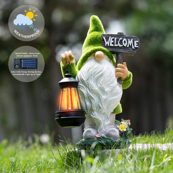 Garden Gnome with Lantern, Solar Light by Accent Collection Home Decor