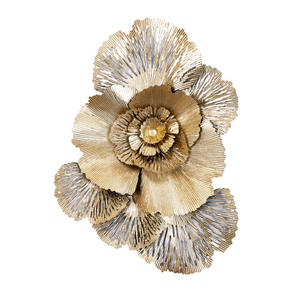 Golden Flower, Metal Wall Hanging, 72 cm, Floral Wall Decor by Accent Collection Home Decor