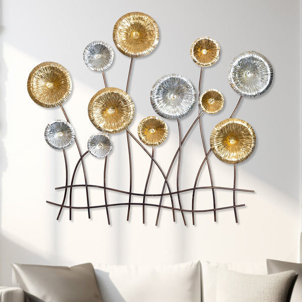 Golden Aura Copper Abstract Flower Metal Wall Art, 80cm Boho Bedroom Blossom Decor by Accent Collection