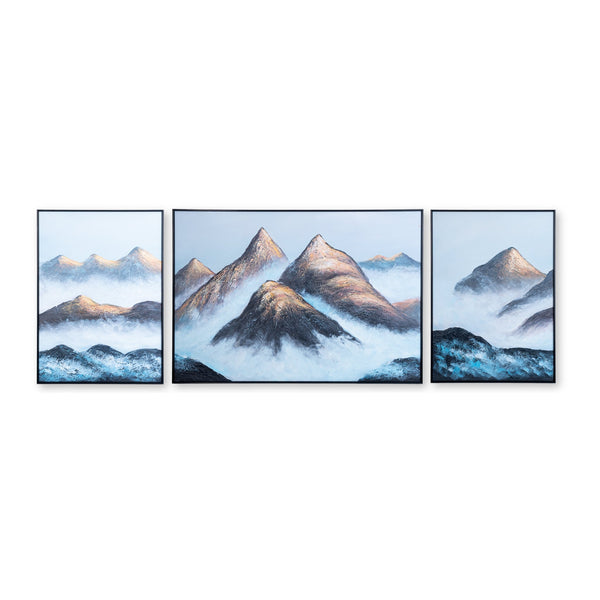 3 Pc Mountain Painting, Framed Wall Art, Original Art, Textured Painting, Living Room Wall Art, Nature, Landscape by Accent Collection Home Decor