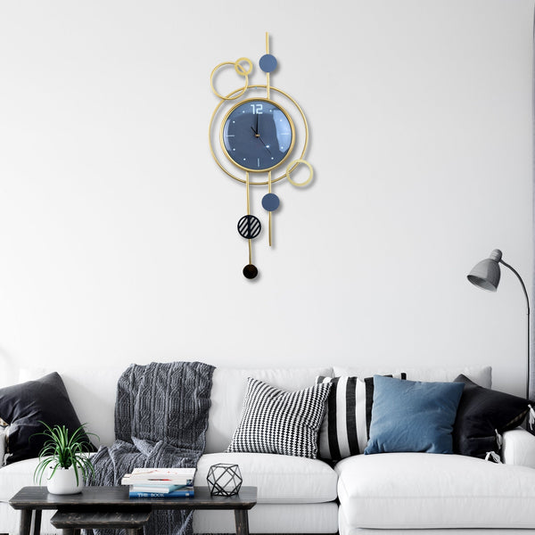 Luxury Golden Gleam 80cm Metal Wall Clock With Silent Grey Abstract Design For Modern Living by Accent Collection