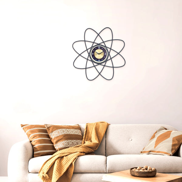 Minimalist Luxury Large Black and Yellow Metal Star Wall Clock, 60cm Silent Non-Ticking by Accent Collection
