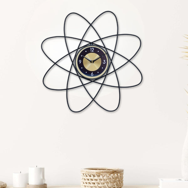 Minimalist Luxury Large Black and Yellow Metal Star Wall Clock, 60cm Silent Non-Ticking by Accent Collection