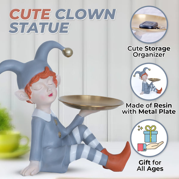 Gray Clown Resin & Gold Metal Jewelry Candy Dish - Cute Office Desk Decor by Accent Collection