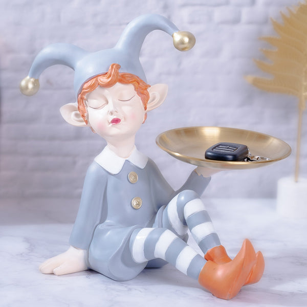Gray Clown Resin & Gold Metal Jewelry Candy Dish - Cute Office Desk Decor by Accent Collection