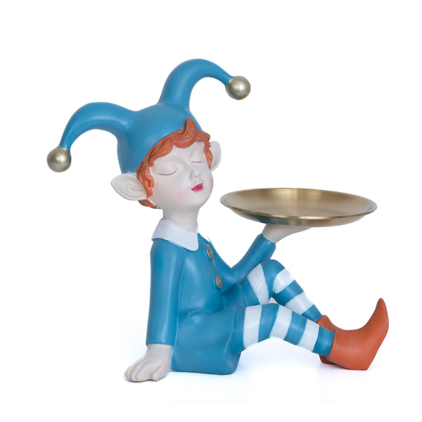Blue Clown Resin & Gold Metal Multi-Use Tray - Cute Decor for Office, Jewelry & Candy Organizer by Accent Collection