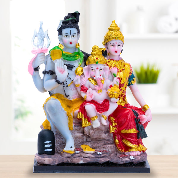 Shiva Parvati Ganesha Family Statue, Pooja Room Décor, Shiva Statue, Hindu God Idol by Accent Collection Home Decor