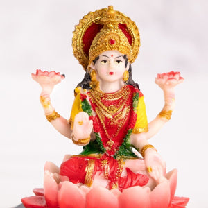 Divine Red Resin Lakshmi Goddess Statue For Home Pooja Mandir & Diwali Decor by Accent Collection