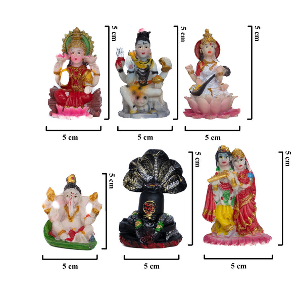 Divine Resin Multicolor Set Of 6 Hindu Deity Figurines For Pooja & Indian Home Decor by Accent Collection