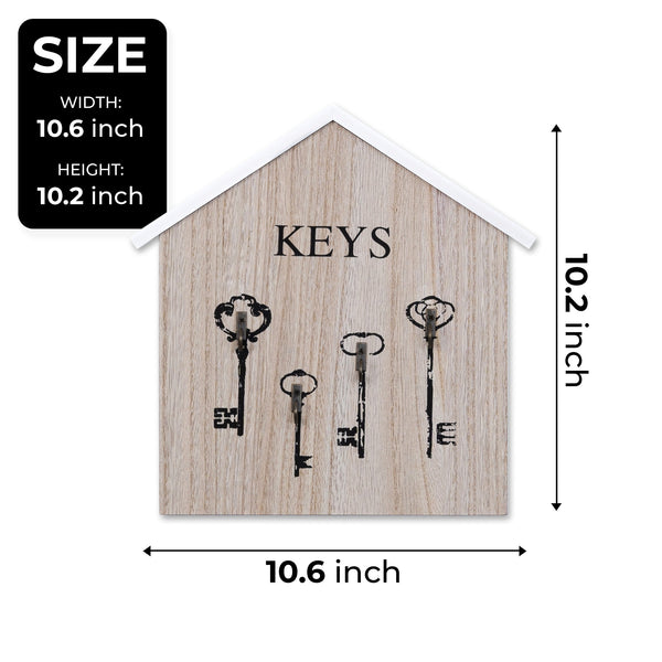 Brown Wooden Wall Mounted Key Holder With 4 Hooks For Stylish Entryway Organization by Accent Collection