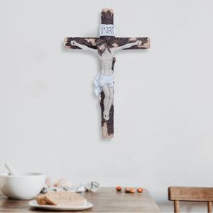 Divine Savior White And Brown Resin Jesus On Cross Wall Decor - Christian Easter Essence by Accent Collection