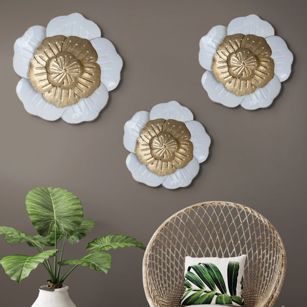 3 Piece Metal Flowers Wall Art, Wall Hangings and Decoration
