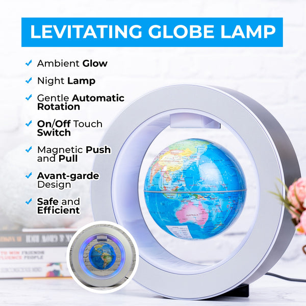 Levitating Globe Round Lamp, Floating Magnetic Light, Desktop Décor, Unique Gift by Accent Collection Home Decor