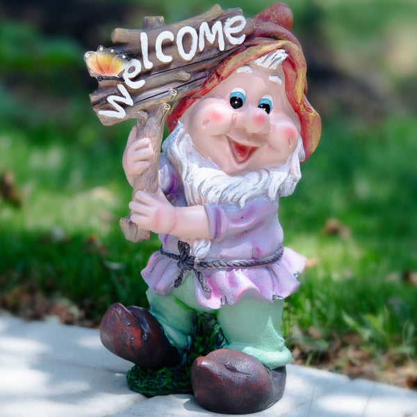 Weatherproof Gnome Welcome Statue, Garden Fairy Charm For Outdoor Grace by Accent Collection